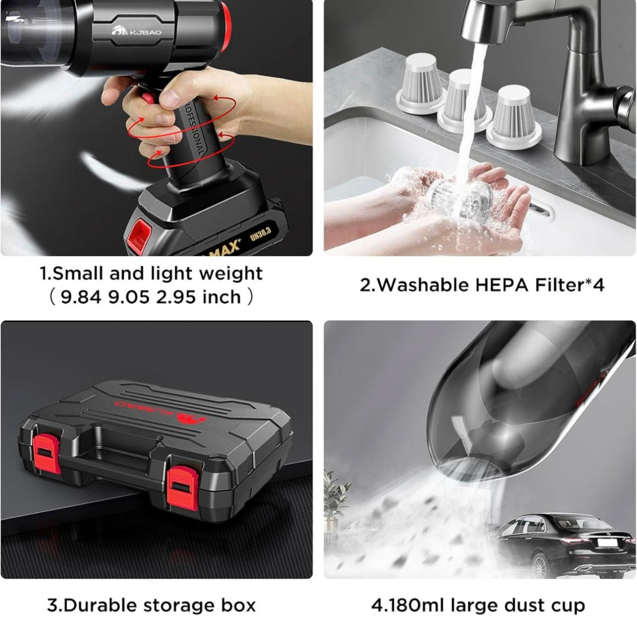 3 in 1 High Power Vacuum Cleaner Portable 18000PA Wireless Car Vacuum Cleaner with 12500mAh Battery